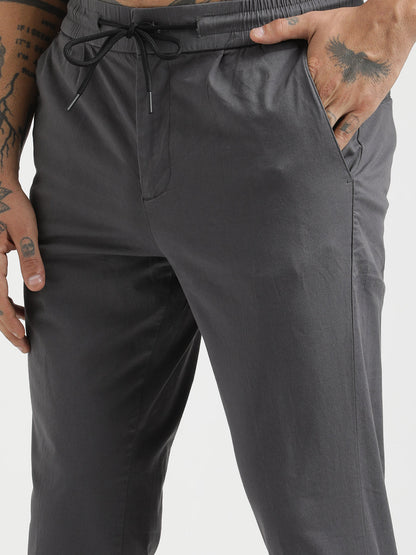 Cotton Drawstring Trousers with Pockets Grey