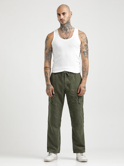 Velvet Cargo Trousers Green