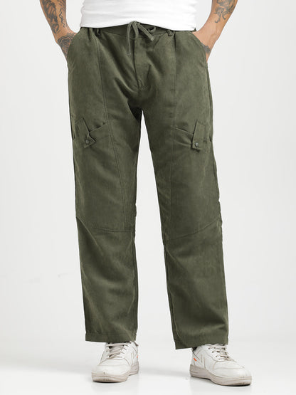 Velvet Cargo Trousers Green