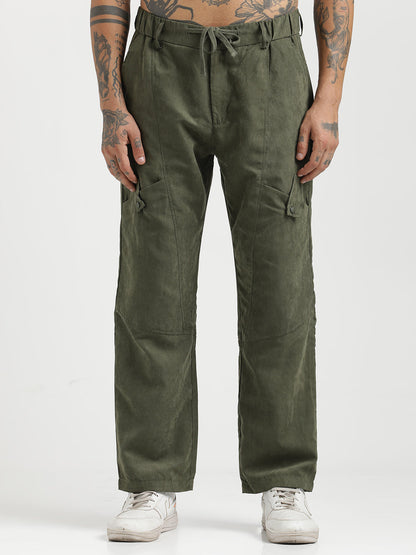 Velvet Cargo Trousers Green