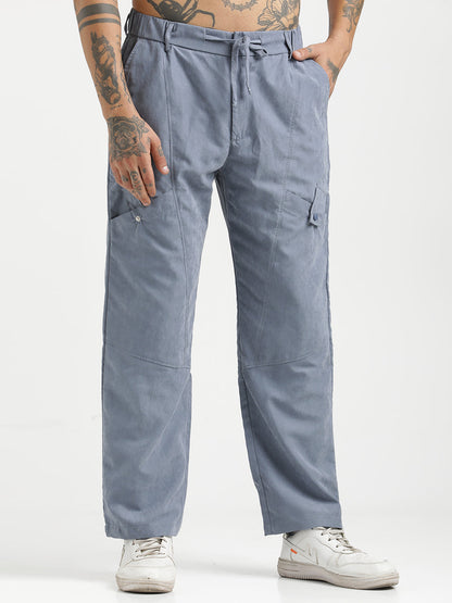 Velvet Cargo Trousers Blue