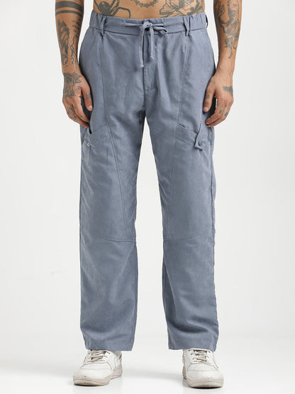 Velvet Cargo Trousers Blue