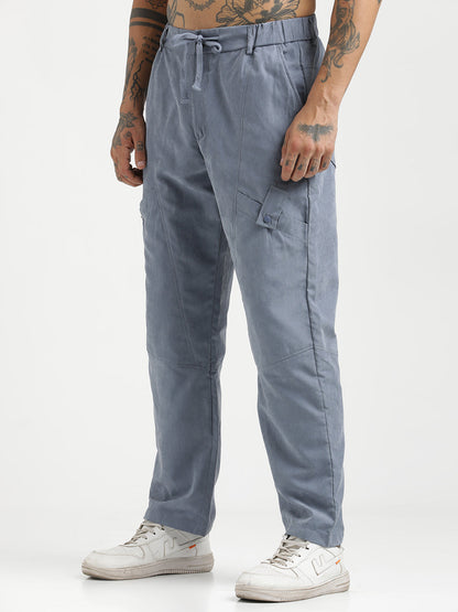 Velvet Cargo Trousers Blue