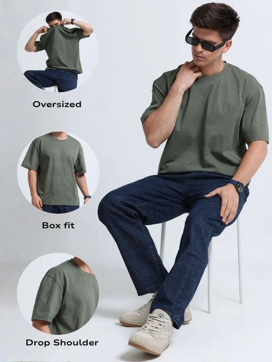 Relaxed Fit Oversized T-Shirt Green