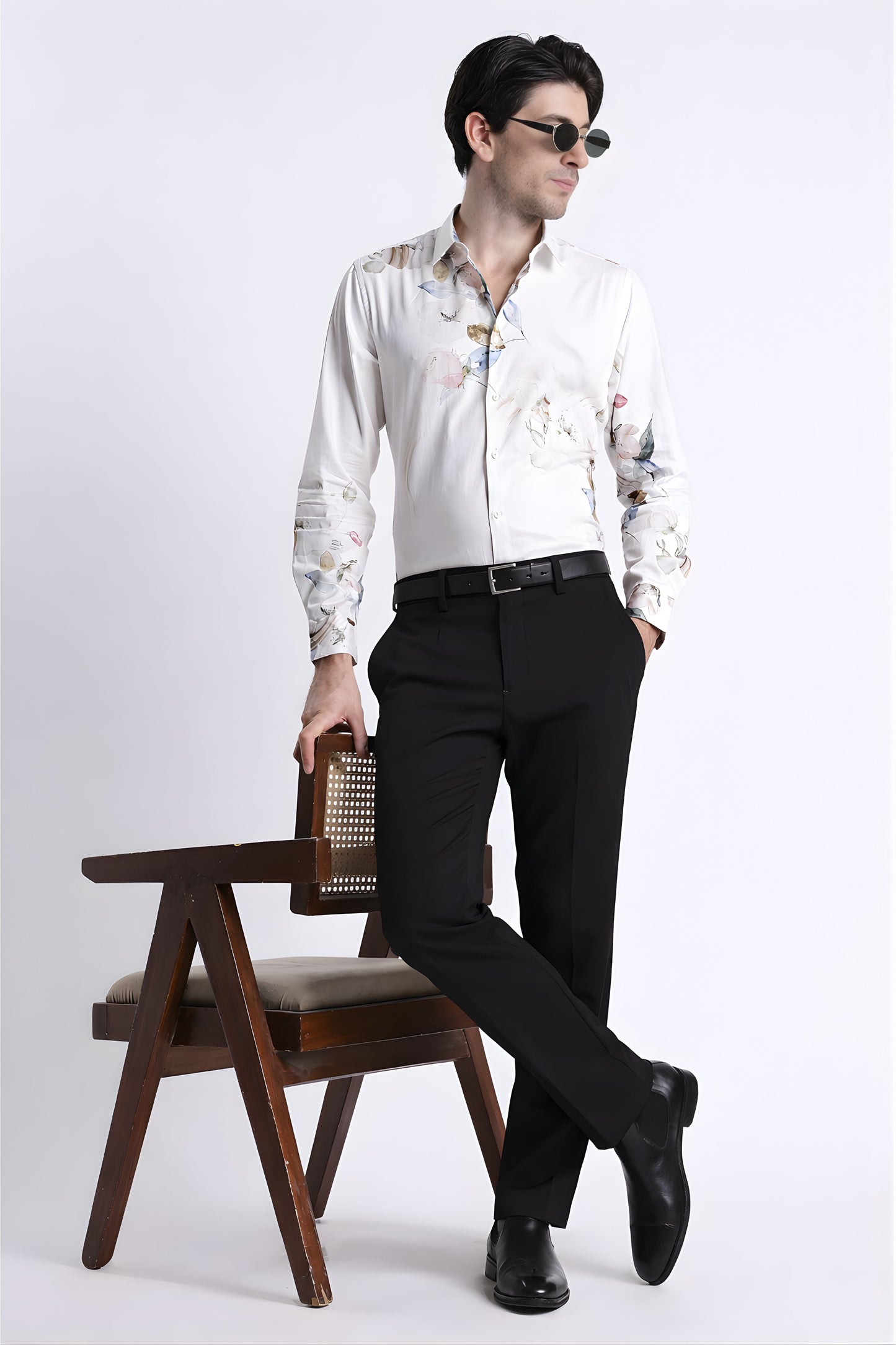 Floral Digital Print Shirt White