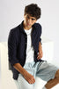 Textured Poly Knit Shirt Navy