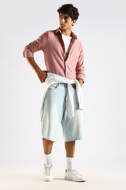 Signature Pink Textured Knit Shirt