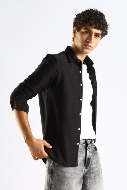 Signature Black Textured Knit Shirt