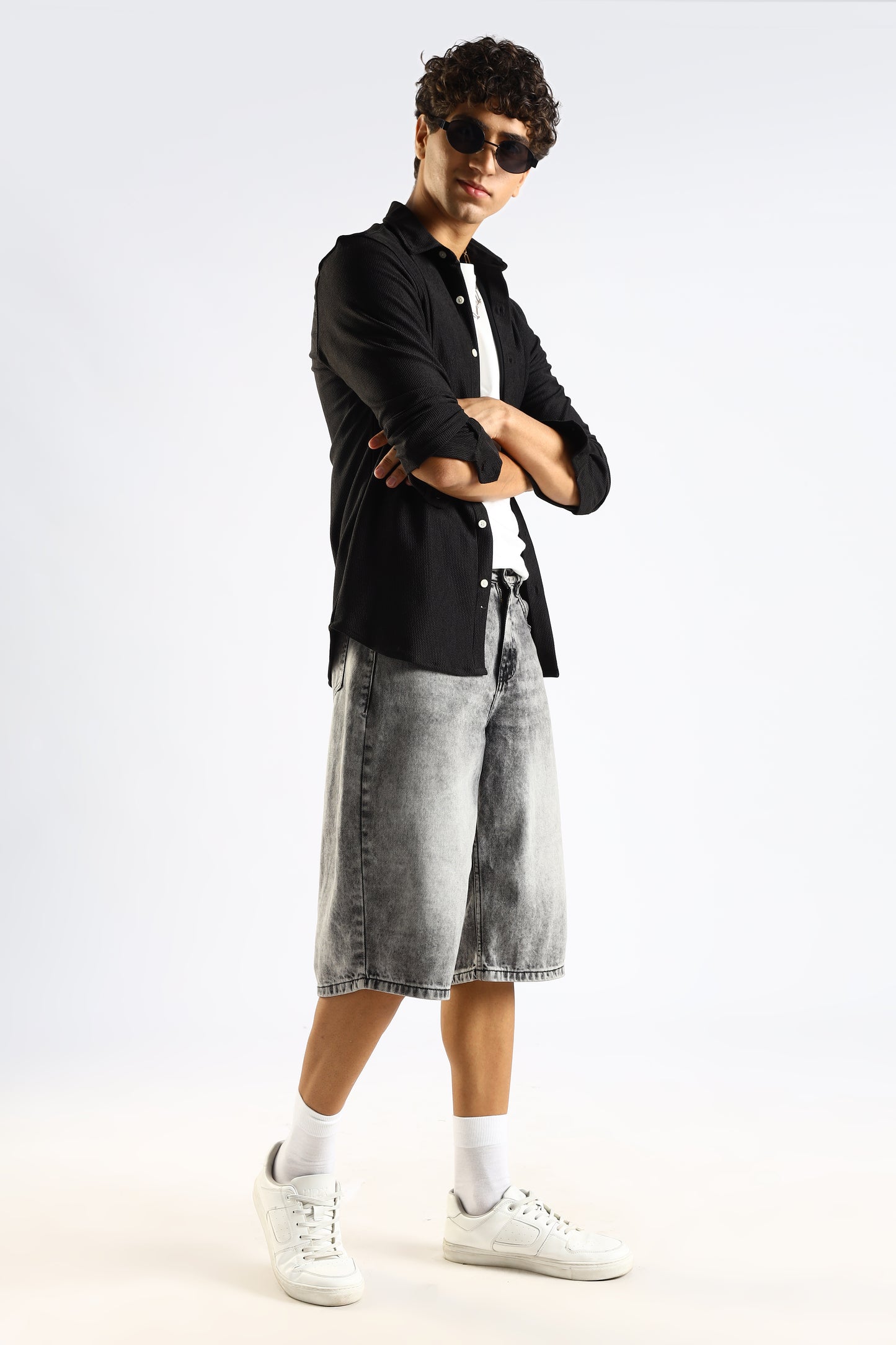 Textured Poly Knit Shirt Black