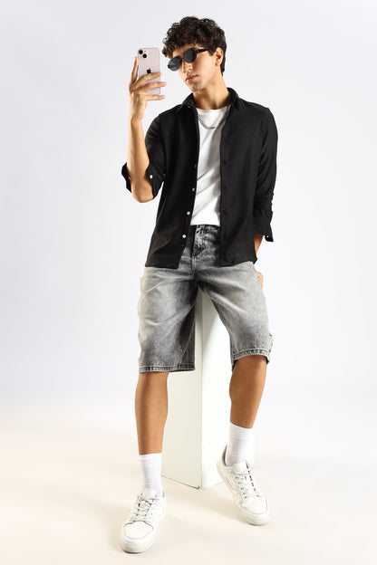 Signature Black Textured Knit Shirt