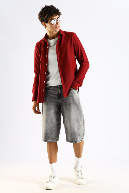 Signature Maroon Textured Knit Shirt