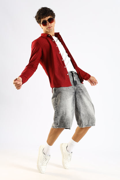 Signature Maroon Textured Knit Shirt