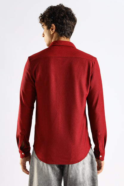 Signature Maroon Textured Knit Shirt