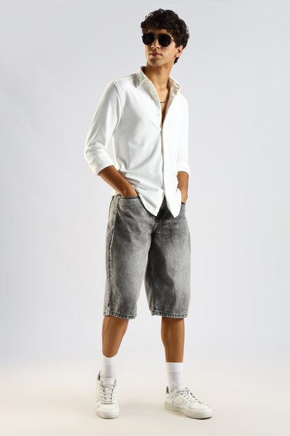 Signature White Textured Knit Shirt