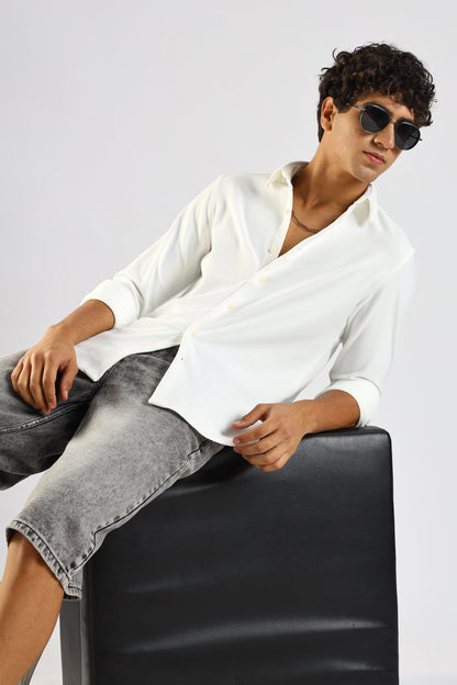 Signature White Textured Knit Shirt