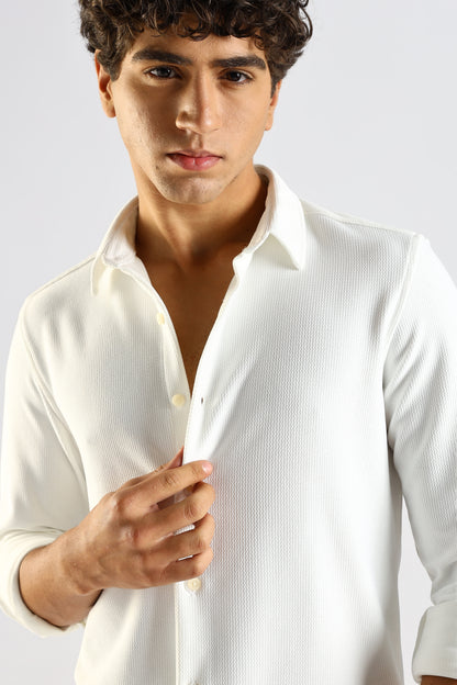 Signature White Textured Knit Shirt