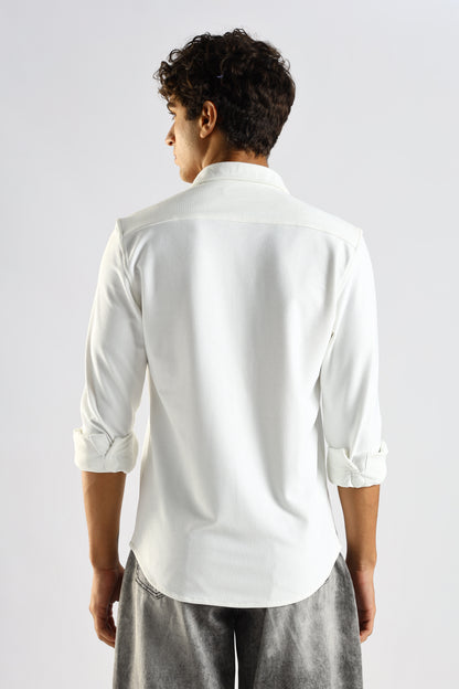 Signature White Textured Knit Shirt