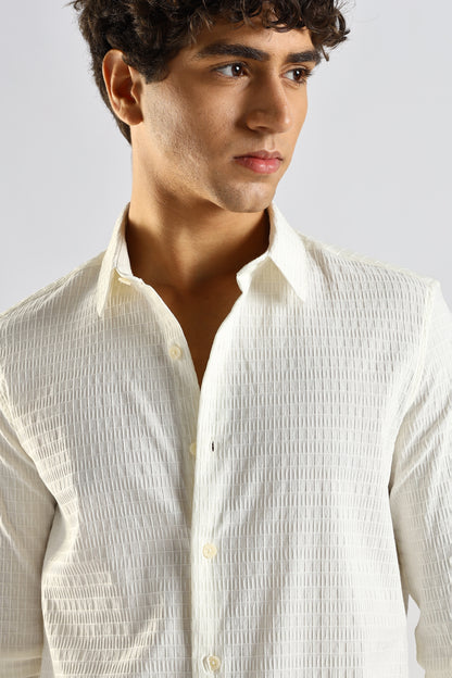 Self-Designed Poly Blend Slim Fit Shirt White