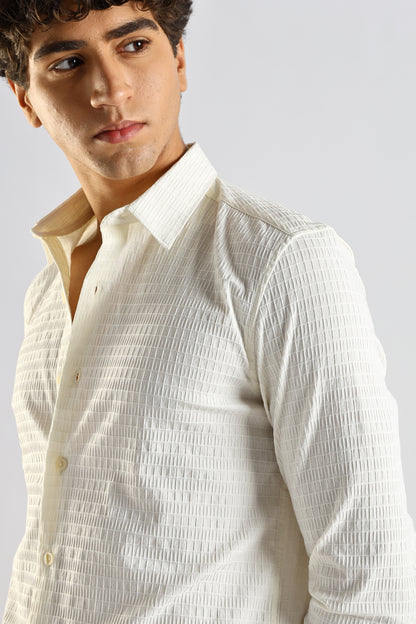 Self-Designed Poly Blend Slim Fit Shirt White