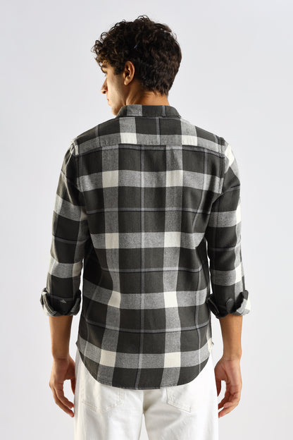 Cotton Blend Checked Shirt Green