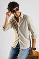 Textured Poly Knit Shirt Cream
