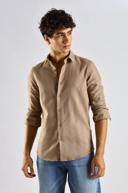 Textured Cotton Shirt Brown