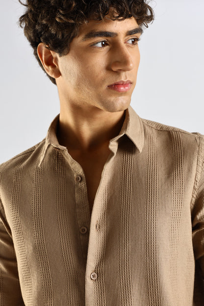 Textured Cotton Shirt Brown