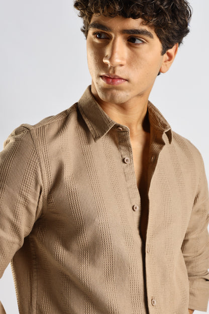 Textured Cotton Shirt Brown