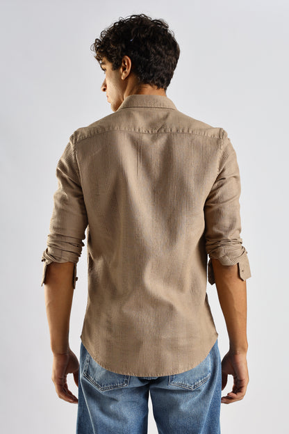 Textured Cotton Shirt Brown