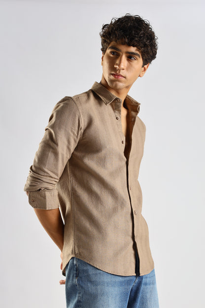 Textured Cotton Shirt Brown