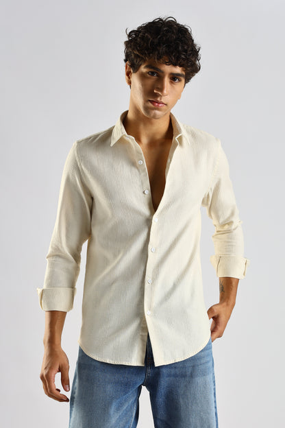Textured Cotton Shirt Cream