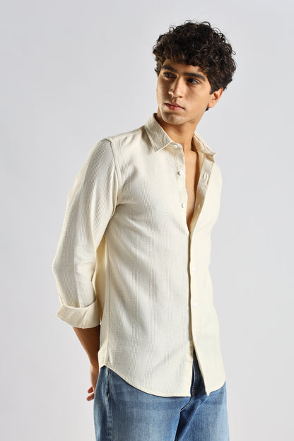 Textured Cotton Shirt Cream