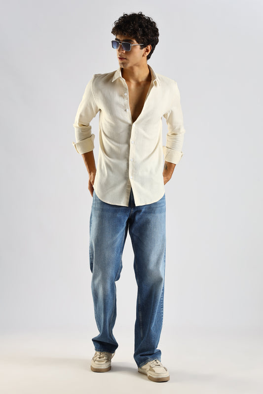 Textured Cotton Shirt Cream