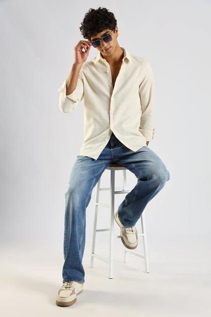 Textured Cotton Shirt Cream