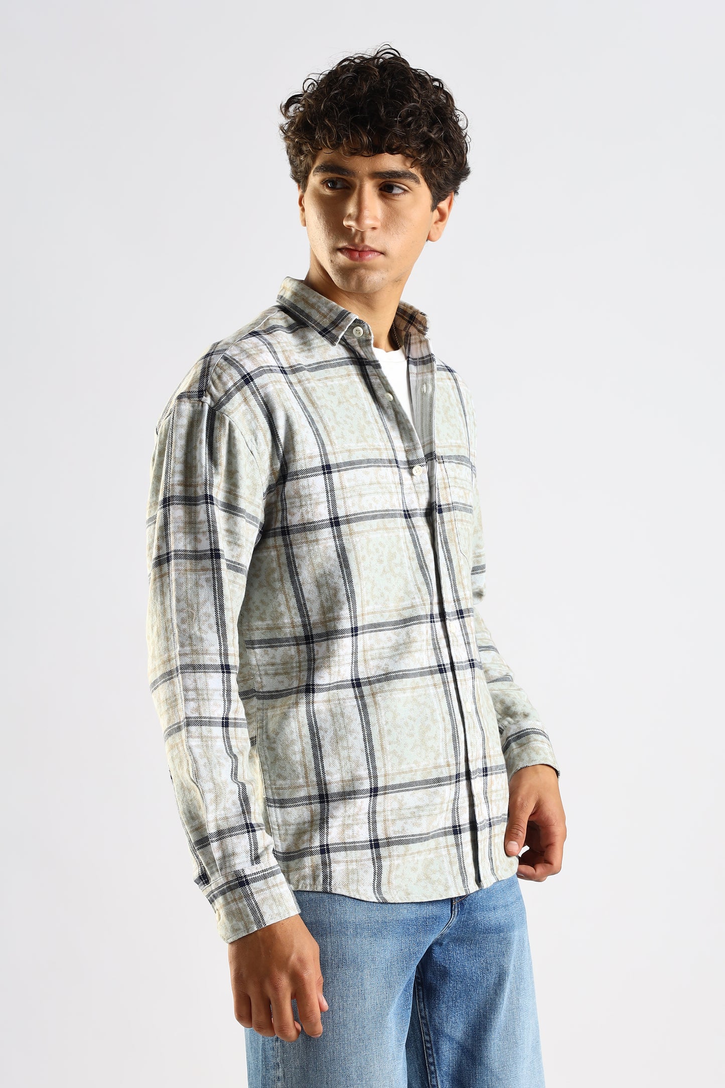 100% Cotton Slim Fit Checked Shirt Brown