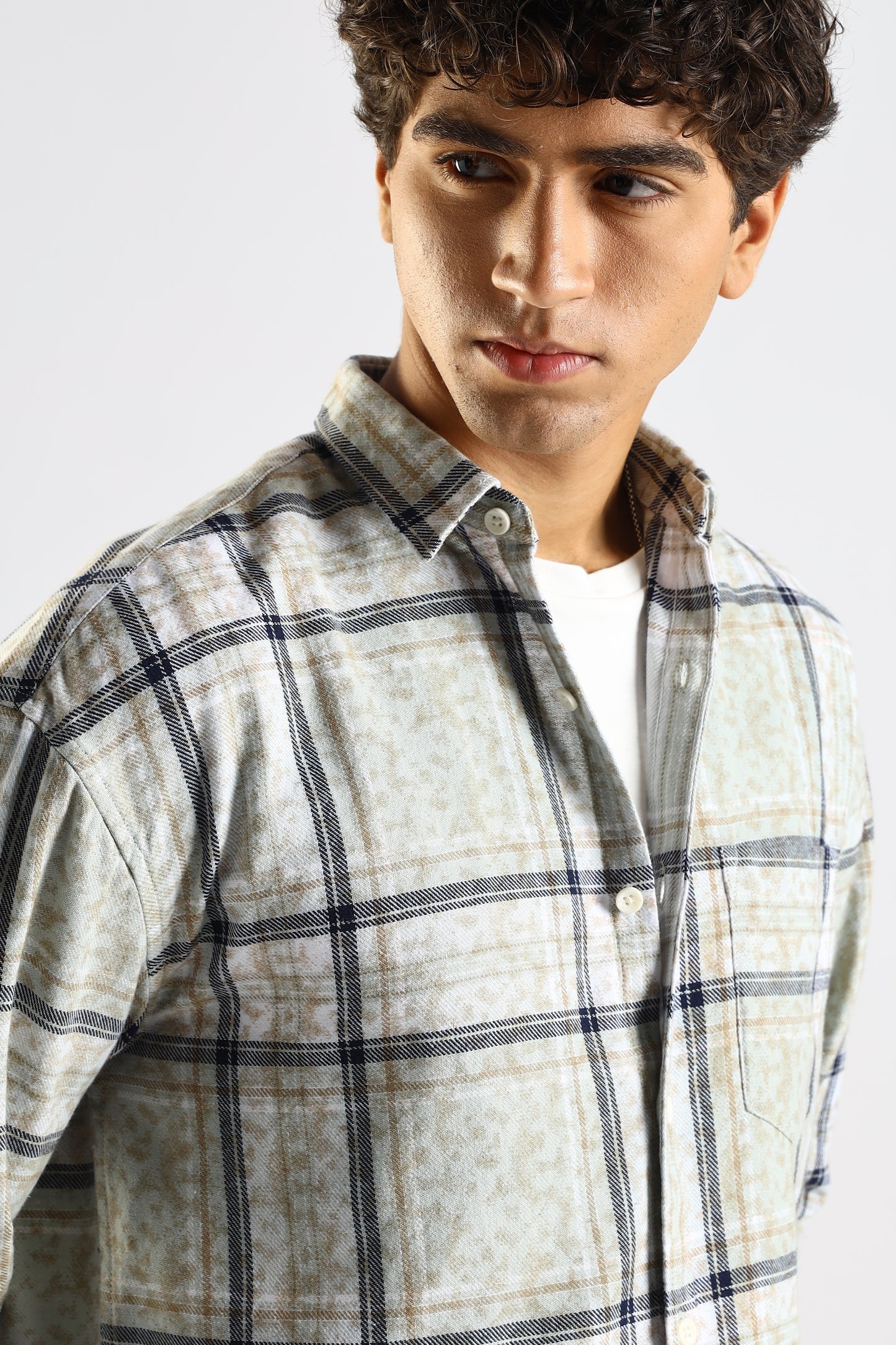 100% Cotton Slim Fit Checked Shirt Brown