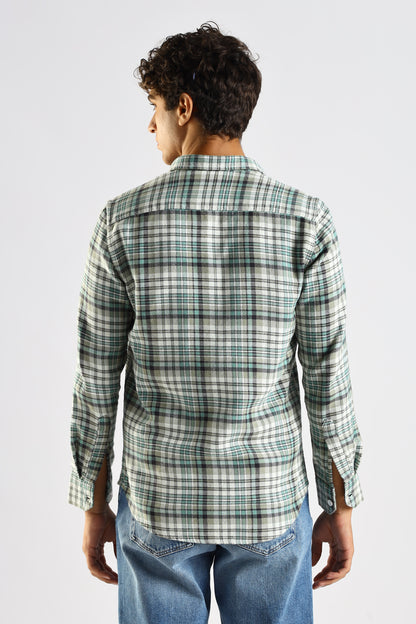 Cotton Blend Checked Shirt Lt Green