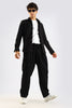 Cotton Blend Drawcord Trousers Black