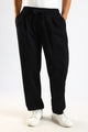 Cotton Blend Drawcord Trousers Black