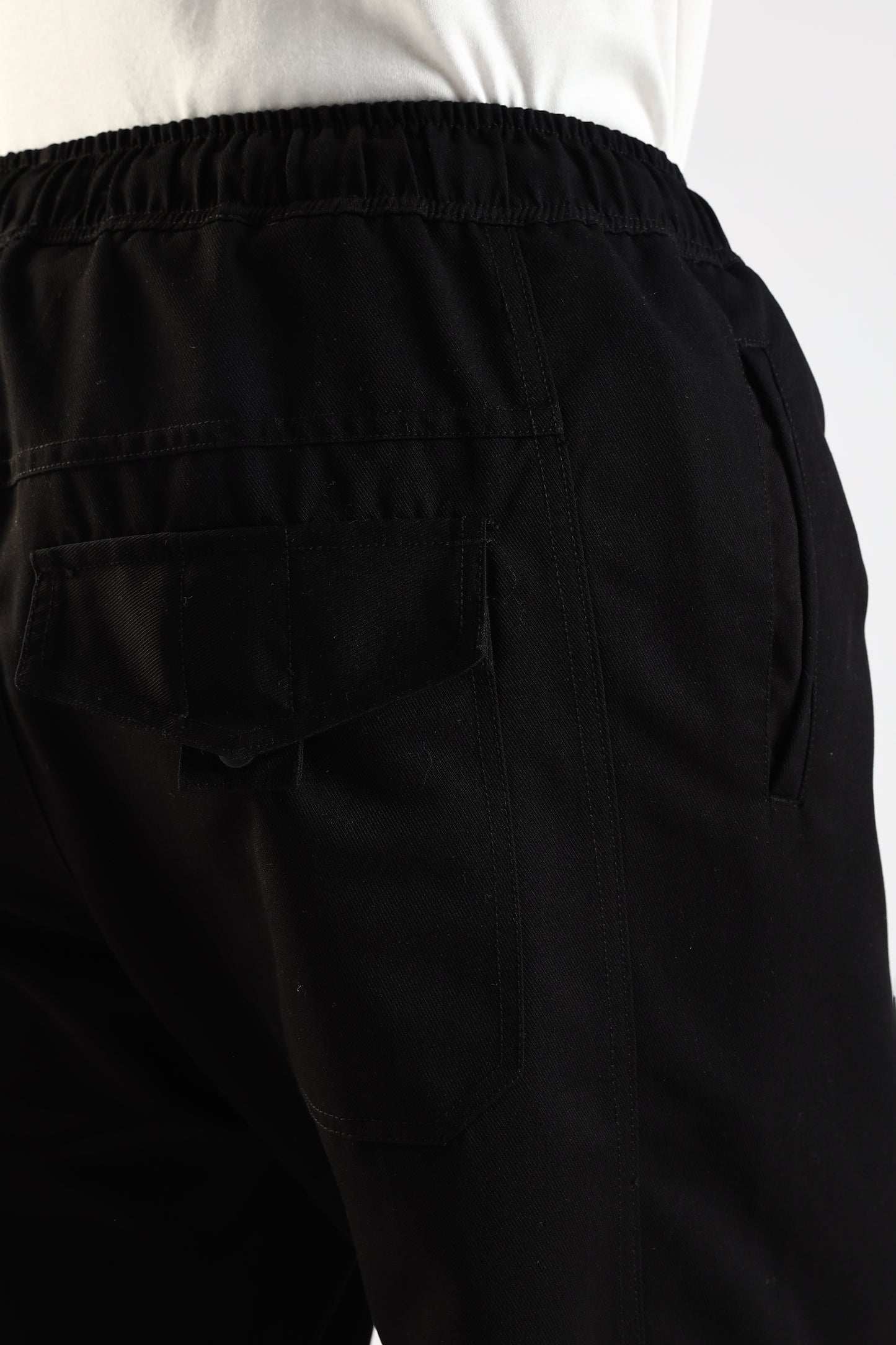 Cotton Blend Drawcord Trousers Black