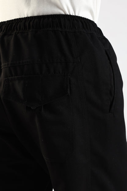 Cotton Blend Drawcord Trousers Black