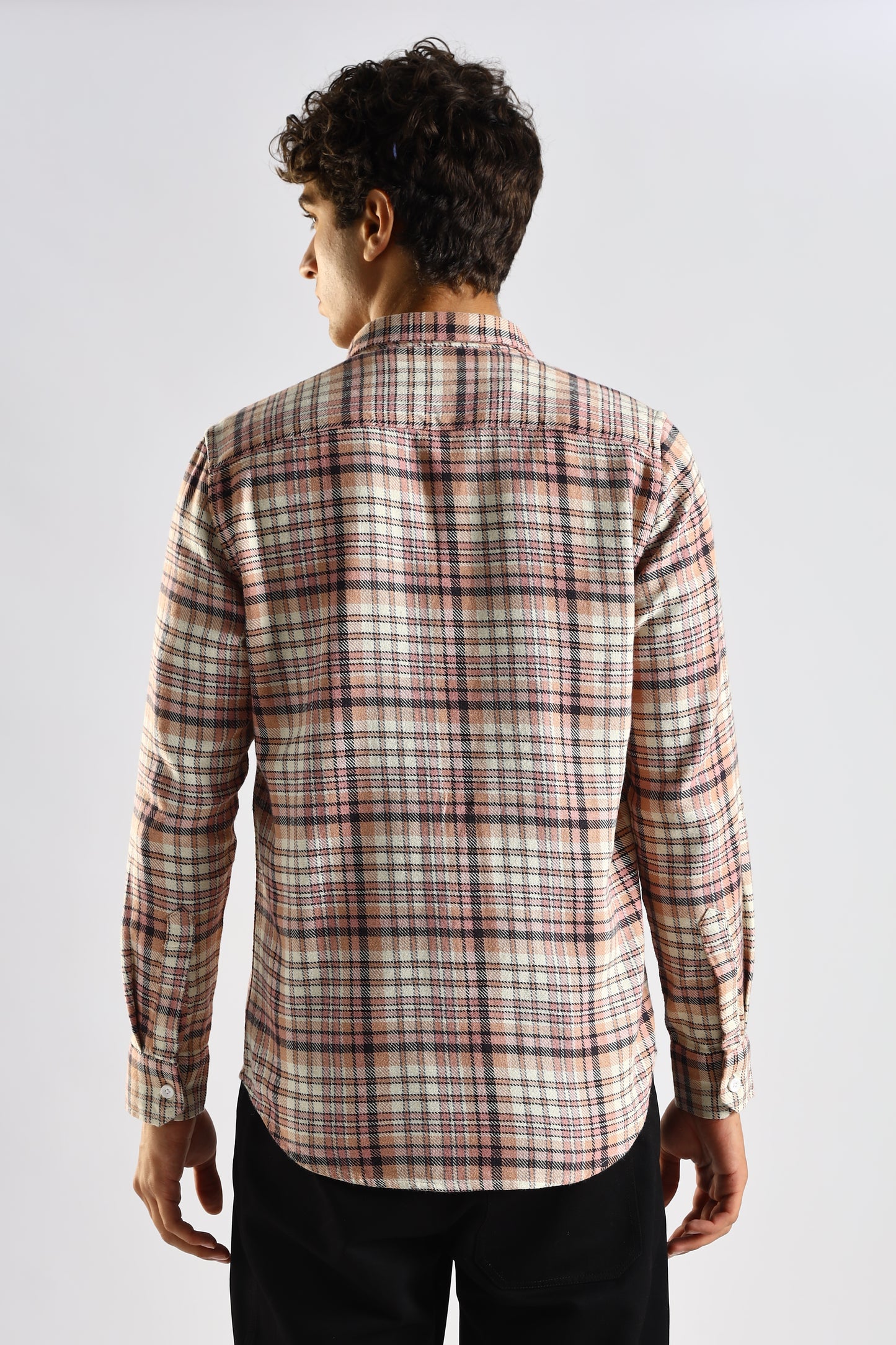 Cotton Blend Checked Shirt Lt Pink