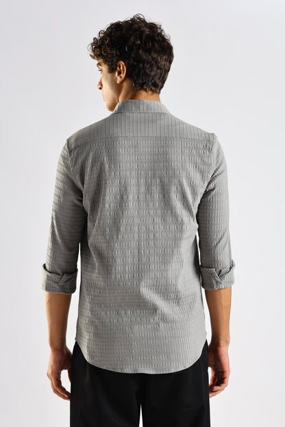 Self-Designed Poly Blend Slim Fit Shirt Grey