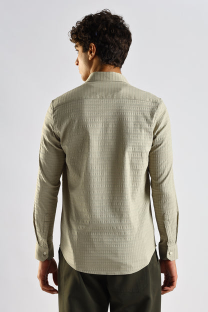 Self-Designed Poly Blend Slim Fit Shirt Green