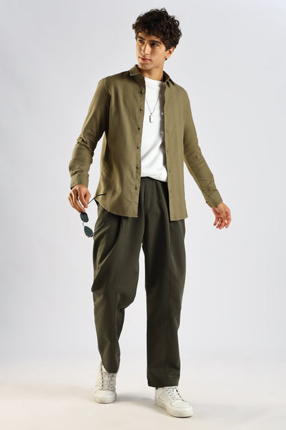 Textured Cotton Shirt Green