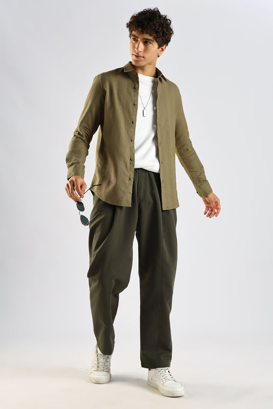 Textured Cotton Shirt Green