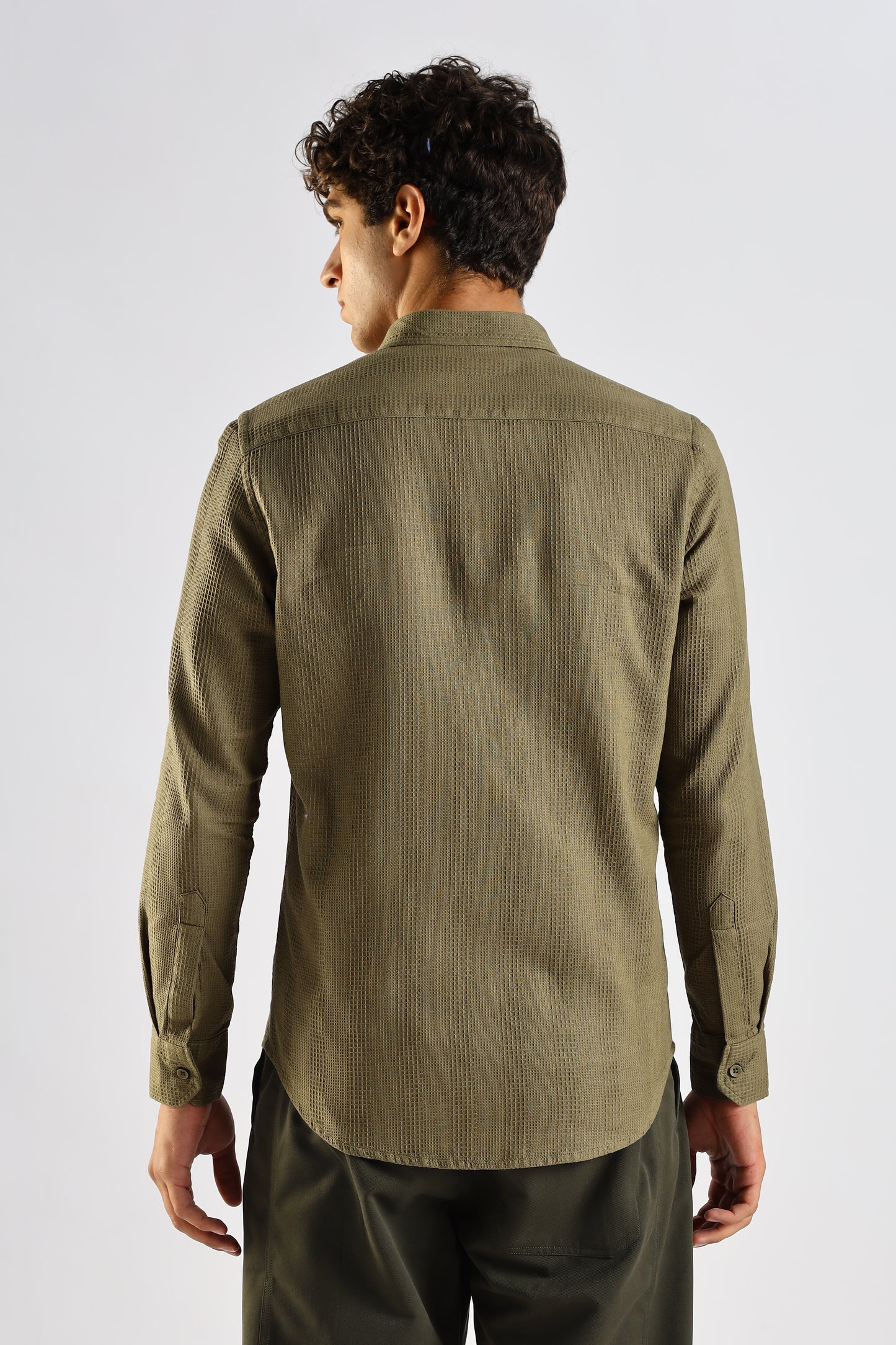 Textured Cotton Shirt Green