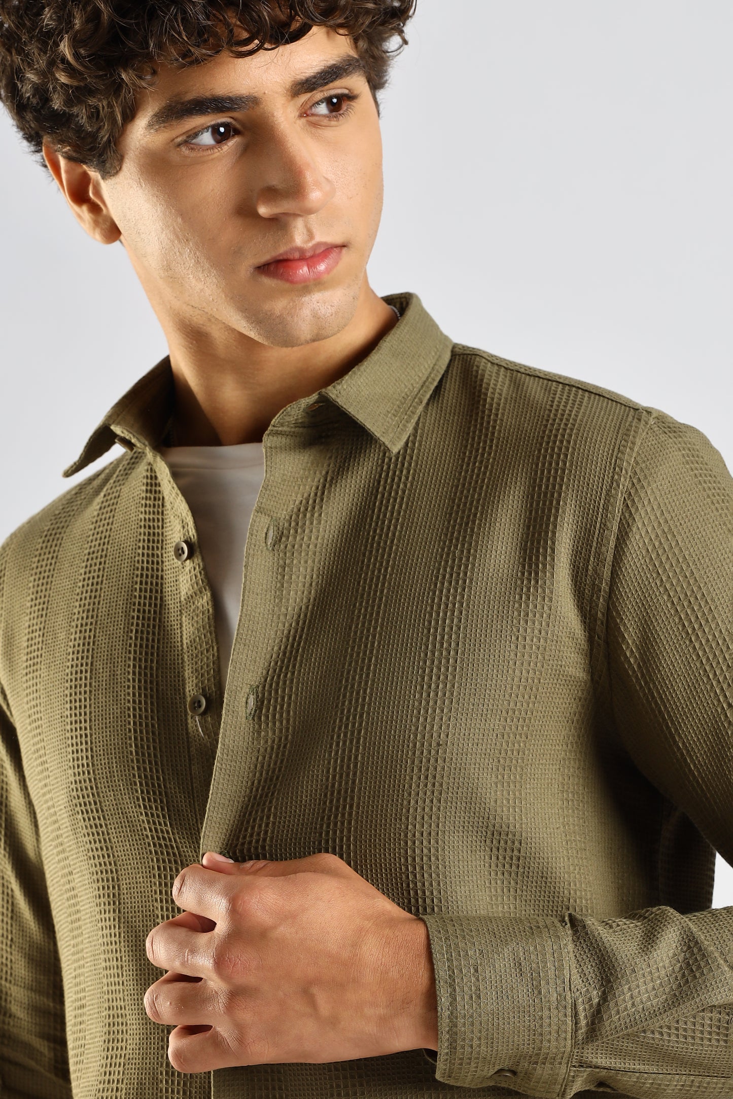 Textured Cotton Shirt Green