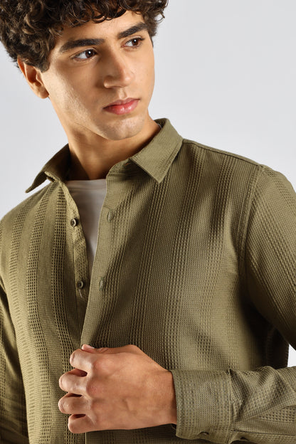 Textured Cotton Shirt Green