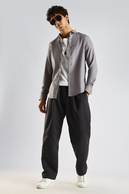 Textured Cotton Shirt Grey